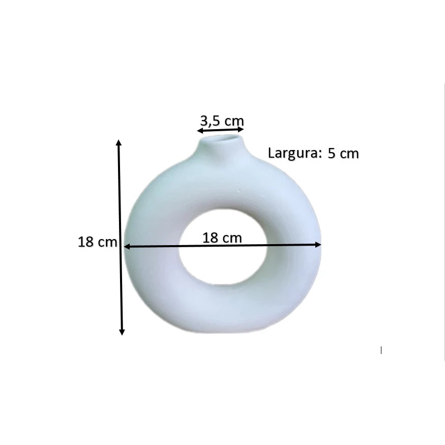 Vaso Nórdico Circular de Cerâmica Decorativo