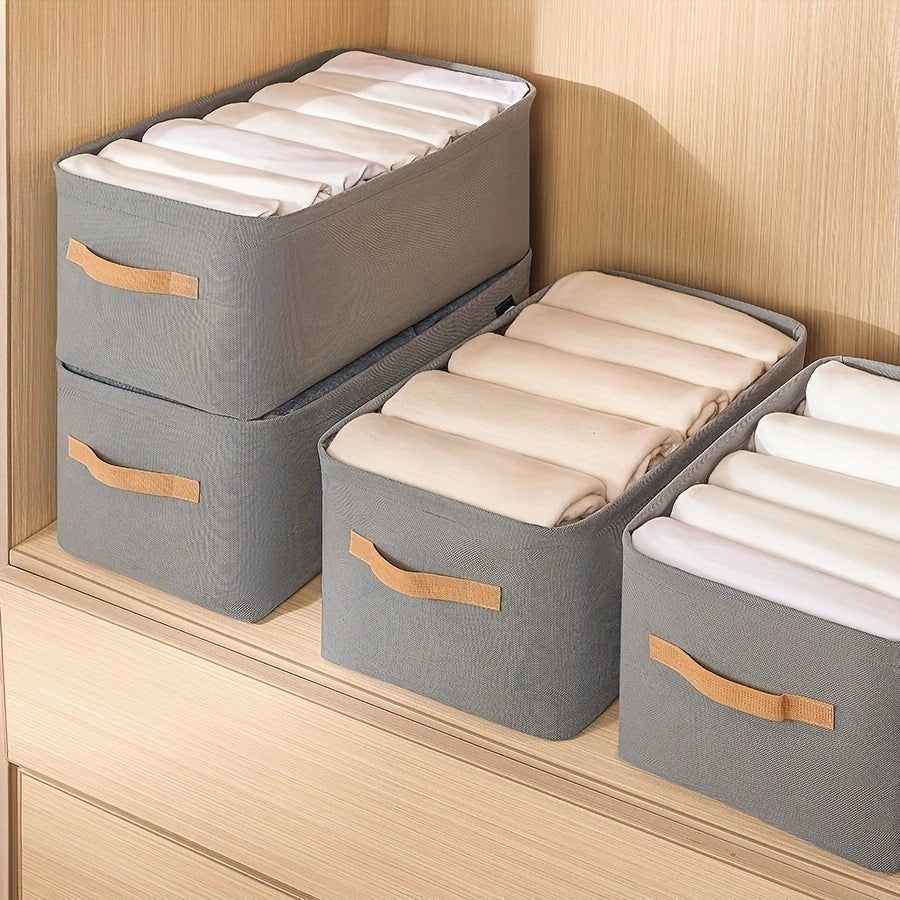 Kit 3 Organizadores Dobráveis p/ Roupas – Cinza ou Caqui