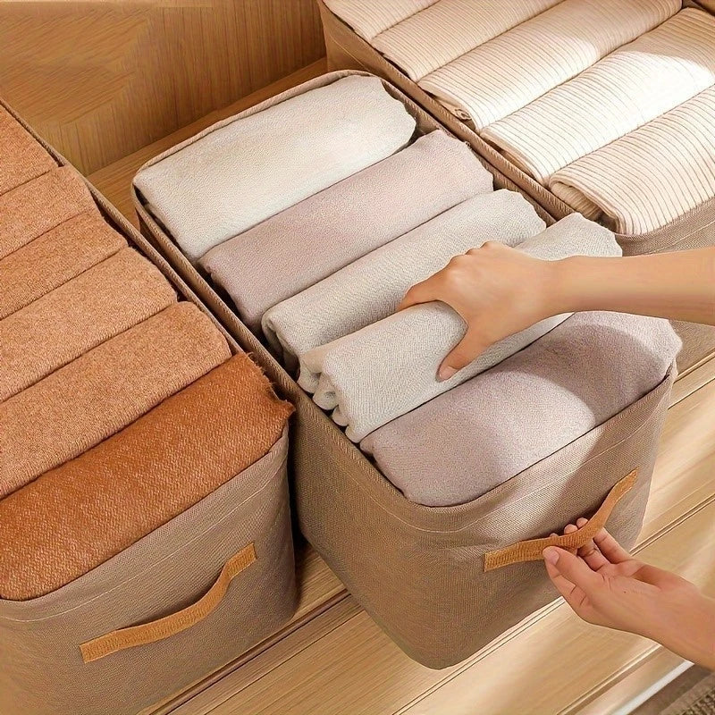 Kit 3 Organizadores Dobráveis p/ Roupas – Cinza ou Caqui