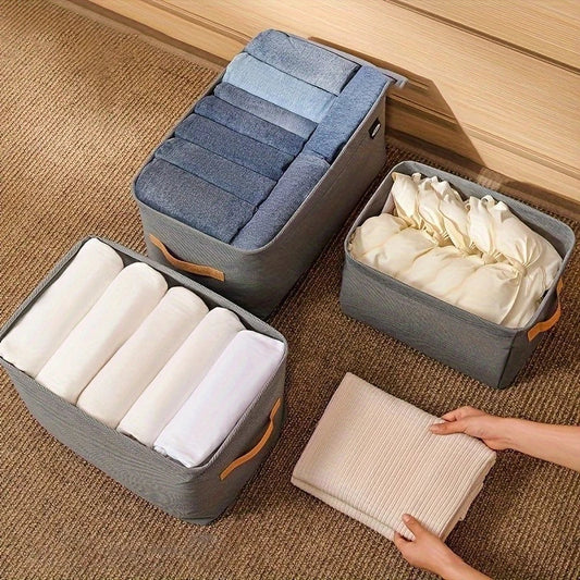 Kit 3 Organizadores Dobráveis p/ Roupas – Cinza ou Caqui